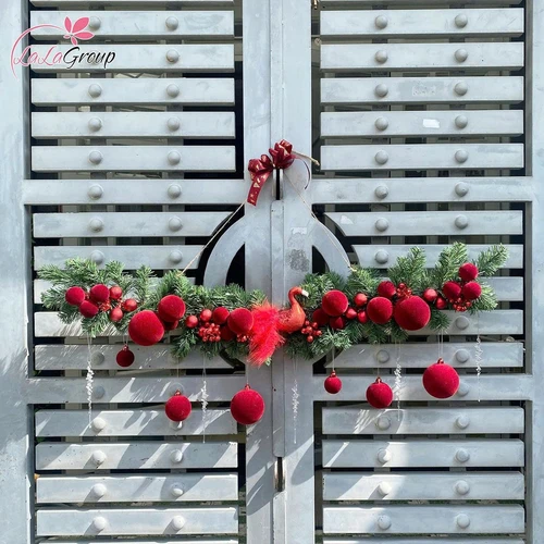 Dây Thông 1m Full Phụ Kiện Gam Đỏ Cao Cấp Trang Trí Noel