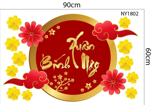 Combo Decal Trang Trí Tết Tuấn Mã Mừng Xuân Bính Ngọ 2026