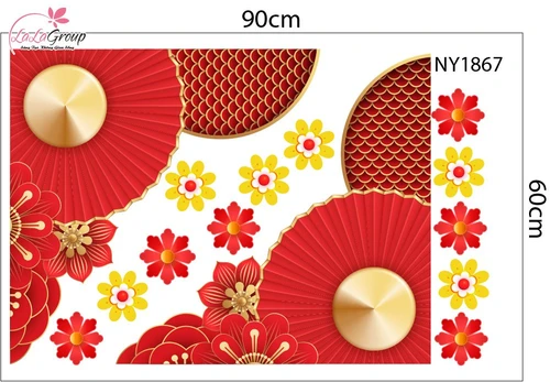 Combo Decal Trang Trí Tết Tuấn Mã Mừng Xuân Bính Ngọ 2026