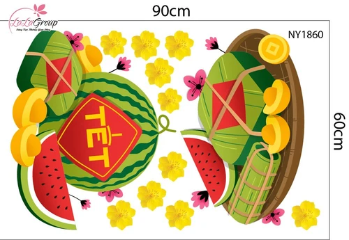 Combo Decal Trang Trí Tết Tuấn Mã Rước Lộc Xuân