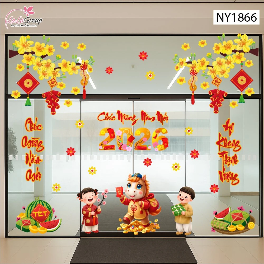 Combo Decal Trang Trí Tết Tuấn Mã Rước Lộc Xuân