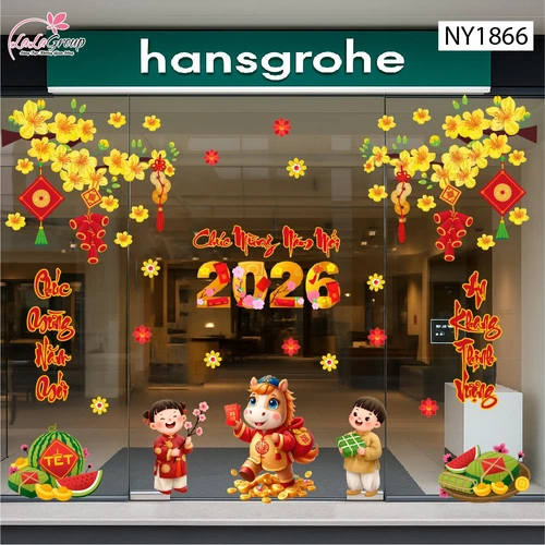 Combo Decal Trang Trí Tết Tuấn Mã Rước Lộc Xuân
