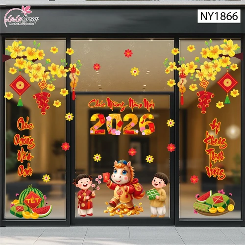 Combo Decal Trang Trí Tết Tuấn Mã Rước Lộc Xuân