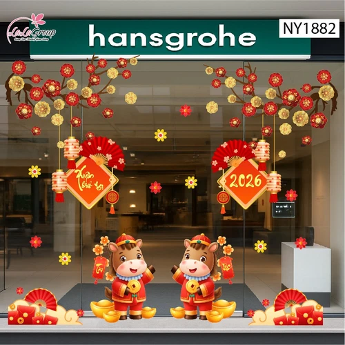 Decal Trang Trí Tết Tuấn Mã Tài Lộc Bình An Đủ Đầy