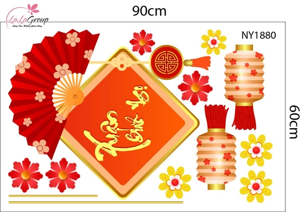 Decal Trang Trí Tết Tuấn Mã Tài Lộc Bình An Đủ Đầy