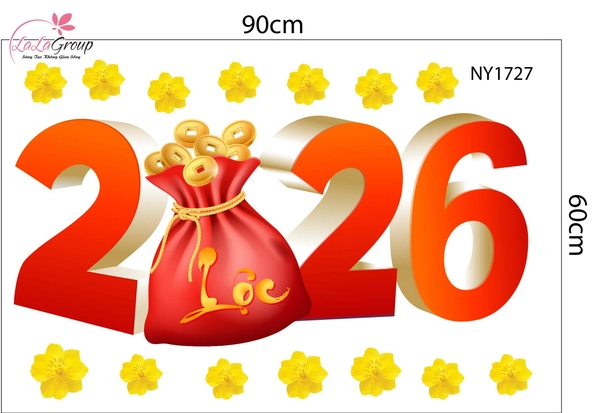 Combo Decal Trang Trí Tết Én Vàng Bay Lượn Mừng Xuân Mới Bính Ngọ