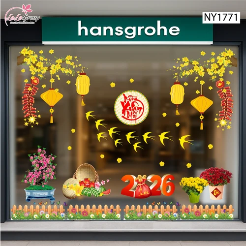 Combo Decal Trang Trí Tết Én Vàng Bay Lượn Mừng Xuân Mới Bính Ngọ