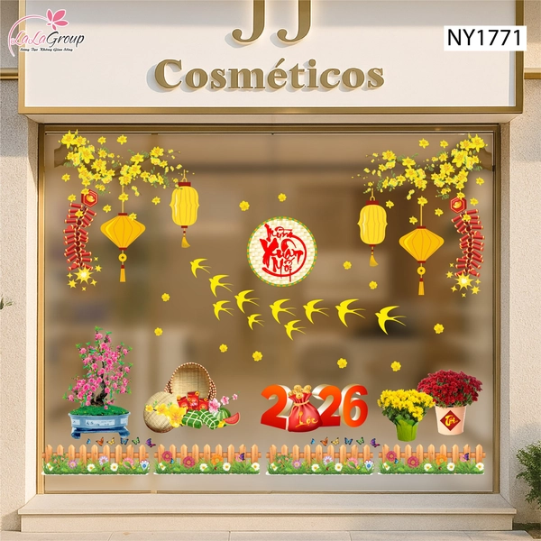 Combo Decal Trang Trí Tết Én Vàng Bay Lượn Mừng Xuân Mới Bính Ngọ