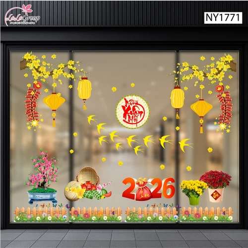Combo Decal Trang Trí Tết Én Vàng Bay Lượn Mừng Xuân Mới Bính Ngọ