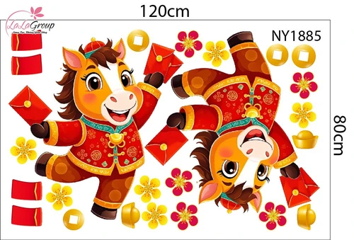 Combo Decal Trang Trí Tết Mừng Xuân Bính Ngọ 2026 Tài Lộc Dồi Dào