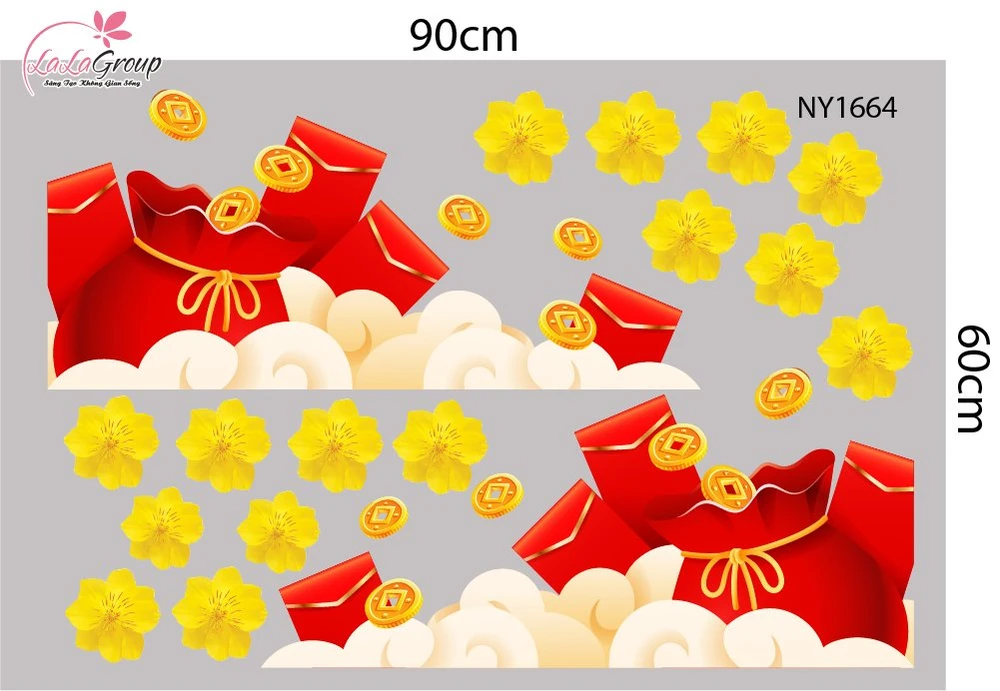 Combo Decal Trang Trí Tết Mừng Xuân Bính Ngọ 2026 Tài Lộc Dồi Dào