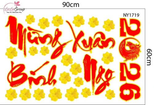 Combo Decal Trang Trí Tết Mừng Xuân Bính Ngọ 2026 Tài Lộc Dồi Dào