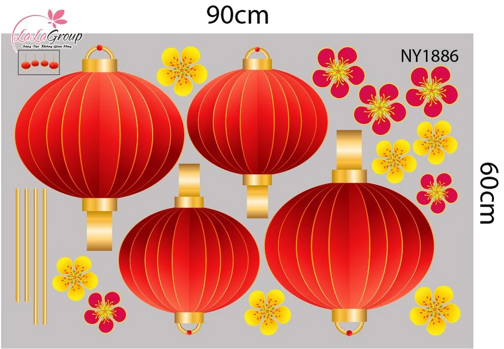 Combo Decal Trang Trí Tết Mừng Xuân Bính Ngọ 2026 Tài Lộc Dồi Dào