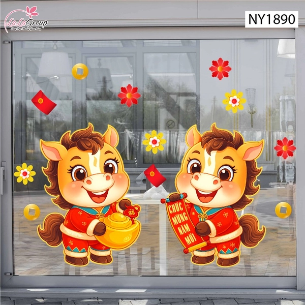 Decal Trang Trí Tết Tuấn Mã Chúc Xuân Thịnh Vượng