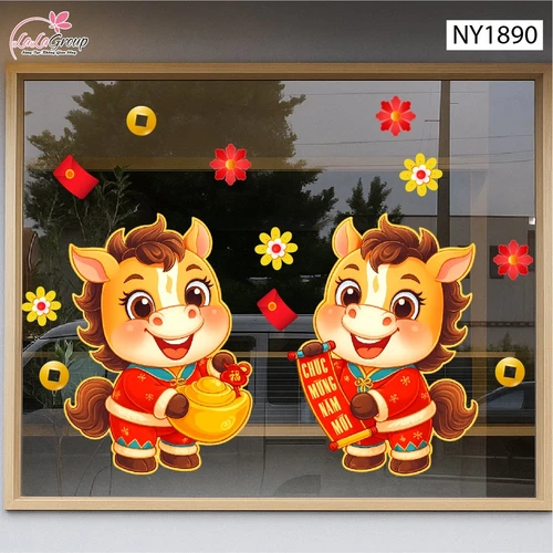 Decal Trang Trí Tết Tuấn Mã Chúc Xuân Thịnh Vượng