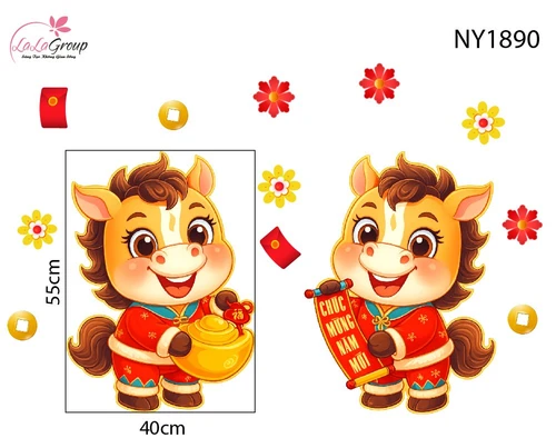 Decal Trang Trí Tết Tuấn Mã Chúc Xuân Thịnh Vượng
