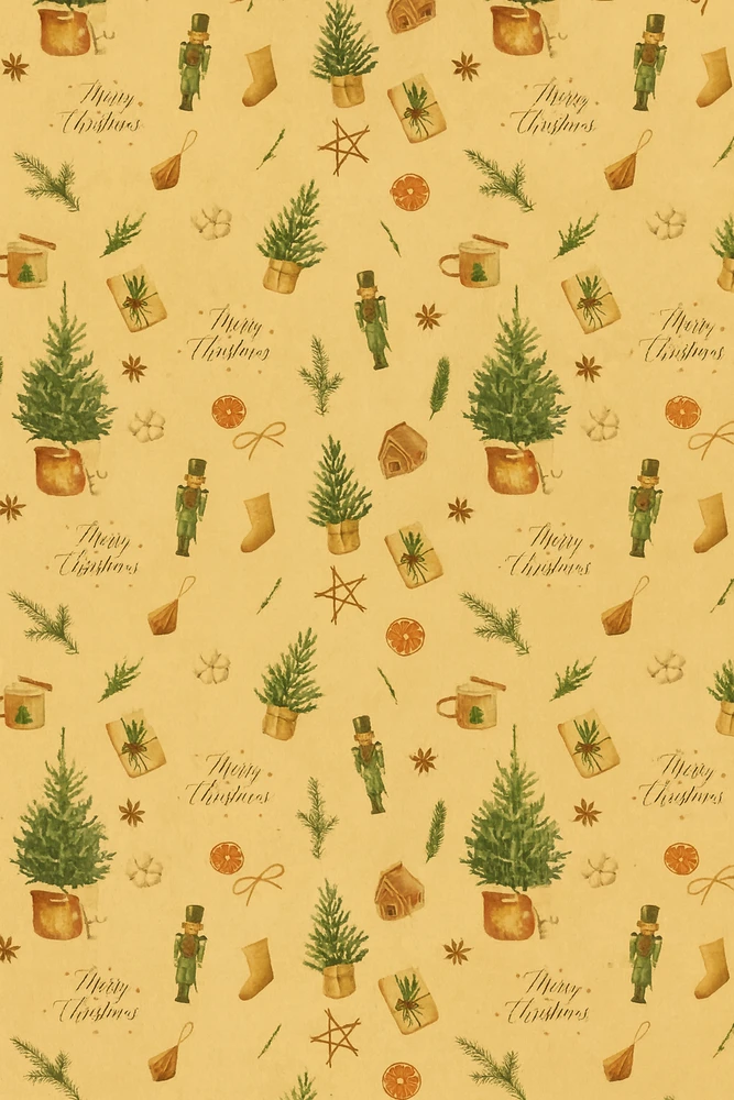 Set 5 Giấy Gói Quà Họa Tiết Cây Thông Noel