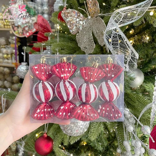 Hộp 4 kẹo đỏ trang trí noel đồ treo cây thông (Giao Ngẫu Nhiên)