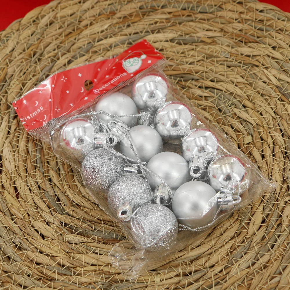 Set 12 châu 3cm nhiều màu trang trí noel