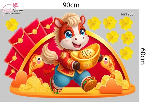 Combo Decal Trang Trí Tết Bính Ngọ Én Vàng Đón Xuân