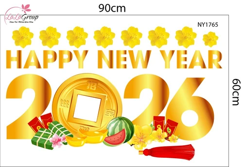 Combo Decal Trang Trí Tết Bính Ngọ Én Vàng Đón Xuân
