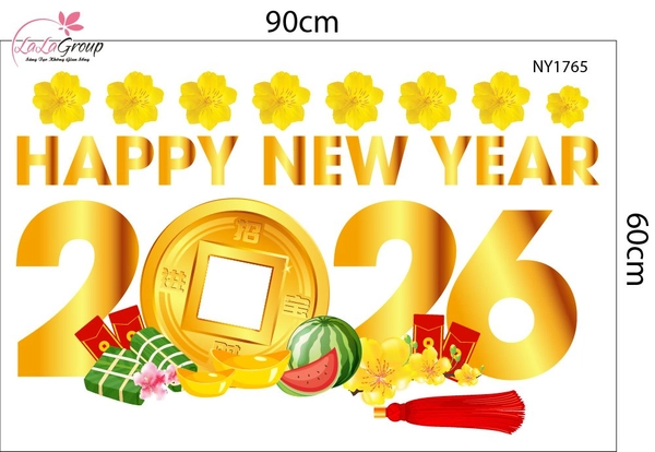 Combo Decal Trang Trí Tết Bính Ngọ Én Vàng Đón Xuân