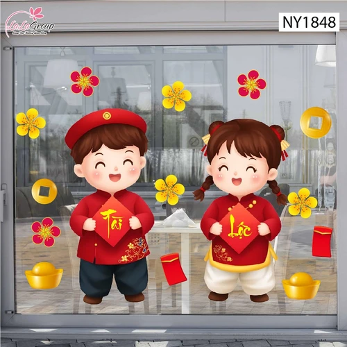 Decal Trang Trí Tết Bé Chúc Tết Tài Lộc