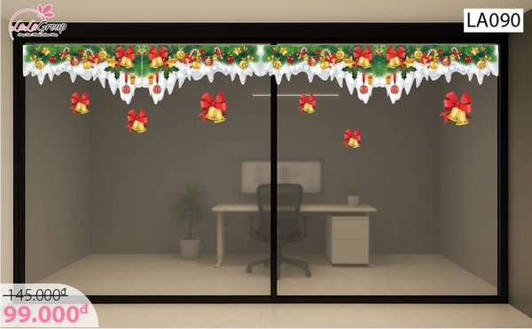 Decal dán tường dây treo chuông vàng Noel