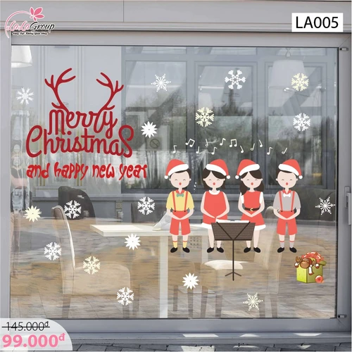 Decal dán tường Noel và những người bạn ( nền trắng đục)