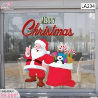 Decal trang trí noel ông già noel và hộp quà
