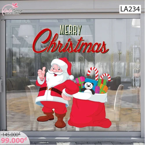 Decal trang trí noel ông già noel và nộp quà
