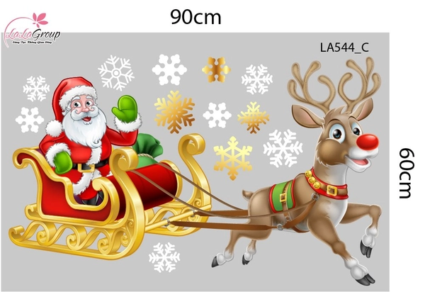Combo Decal Trang Trí Noel Ông Già Noel Cưỡi Tuần Lộc Mừng Giáng Sinh 2027