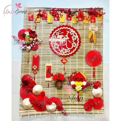Bộ mành lớn full phụ kiện trang trí tiểu cảnh tết 2026