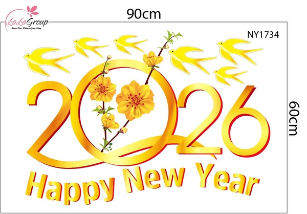 Combo Decal Trang Trí Tết Xuân Bính Ngọ Đồng Tiền Vàng May Mắn 2026