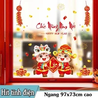 Decal 2 mặt tĩnh điện trang trí tết bé chúc tết phúc lộc