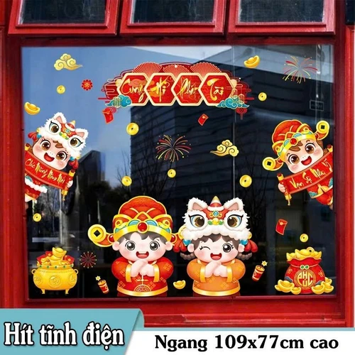 Decal tĩnh điện 2 mặt trang trí tết cung hỷ phát tài