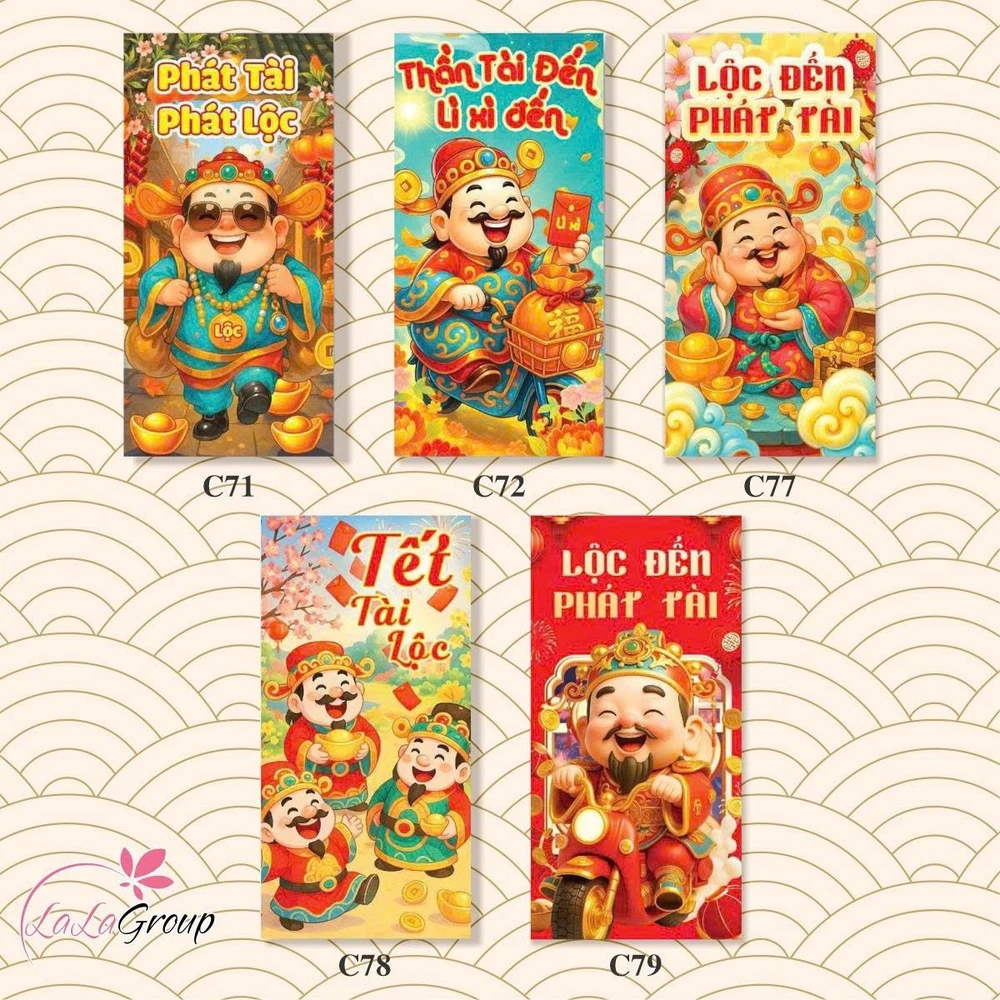 Combo 10 bao lì xì chúc tết phát tài phát lộc