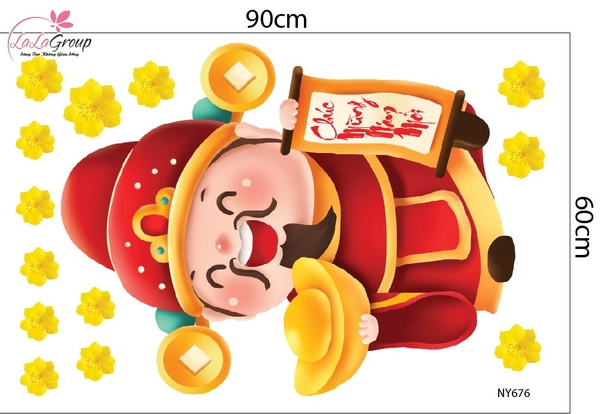 Combo Decal Trang Trí Tết Chúc Mừng Năm Mới Phú Quý Toàn Niên