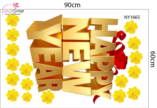 Combo Decal Trang Trí Tết Chúc Mừng Năm Mới Phú Quý Toàn Niên