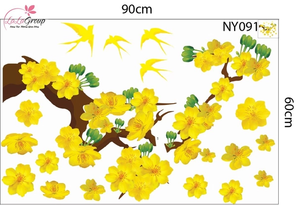 Combo Decal Trang Trí Tết Chúc Mừng Năm Mới Phú Quý Toàn Niên