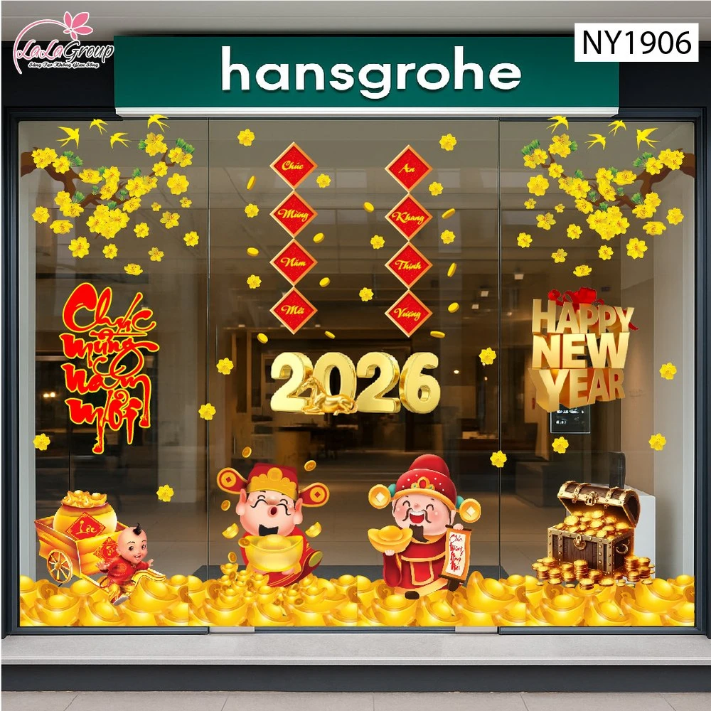 Combo Decal Trang Trí Tết Chúc Mừng Năm Mới Tài Lộc Đầy Nhà