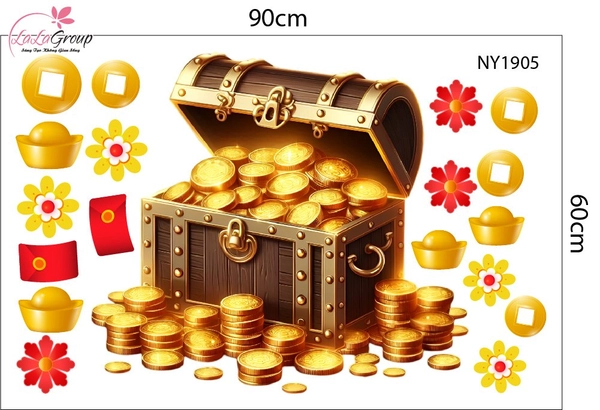 Combo Decal Trang Trí Tết Chúc Mừng Năm Mới Phú Quý Toàn Niên