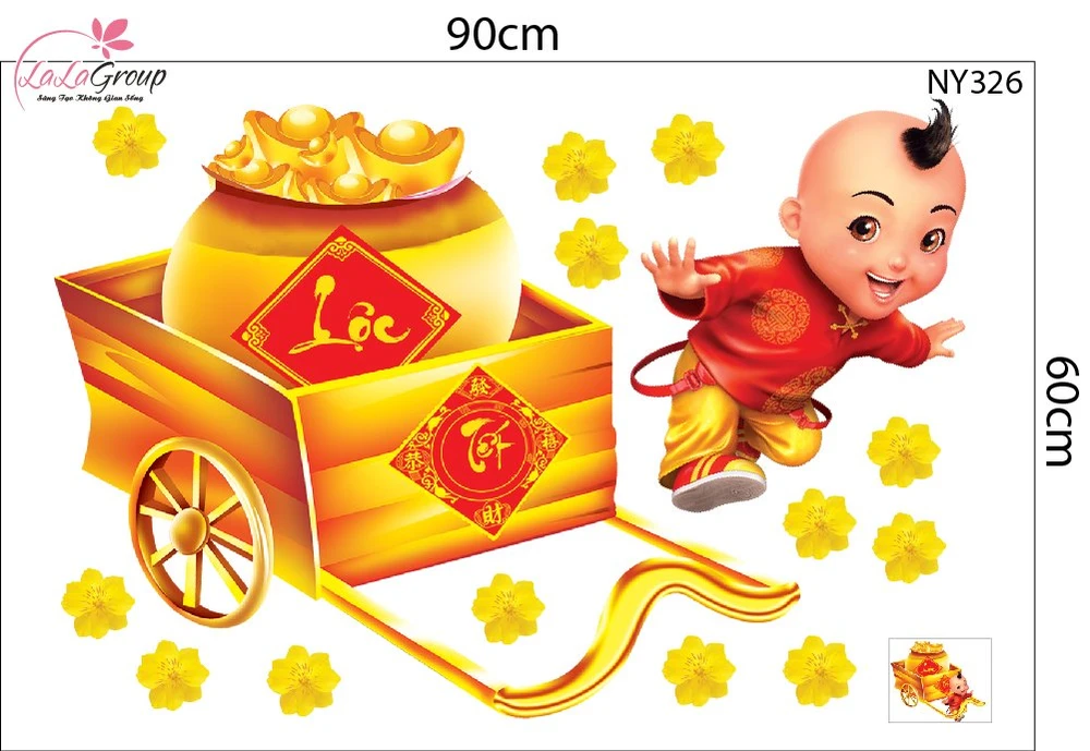 Combo Decal Trang Trí Tết Chúc Mừng Năm Mới Tài Lộc Đầy Nhà