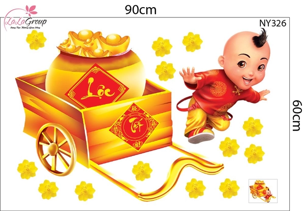 Combo Decal Trang Trí Tết Chúc Mừng Năm Mới Phú Quý Toàn Niên