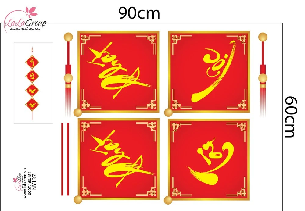 Combo Decal Trang Trí Tết Xuân 2026 Vạn Sự Như Ý Phát Tài Phát Lộc