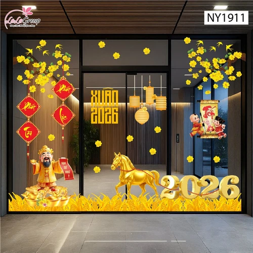 Combo Decal Trang Trí Tết Xuân 2026 Vạn Sự Như Ý Phát Tài Phát Lộc