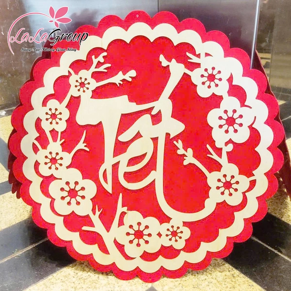 Bảng gỗ chữ tết đỏ trang trí tết