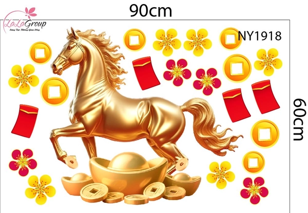 Combo Decal Trang Trí Tết Chúc Mừng Năm Song Mã Phú Quý 2026