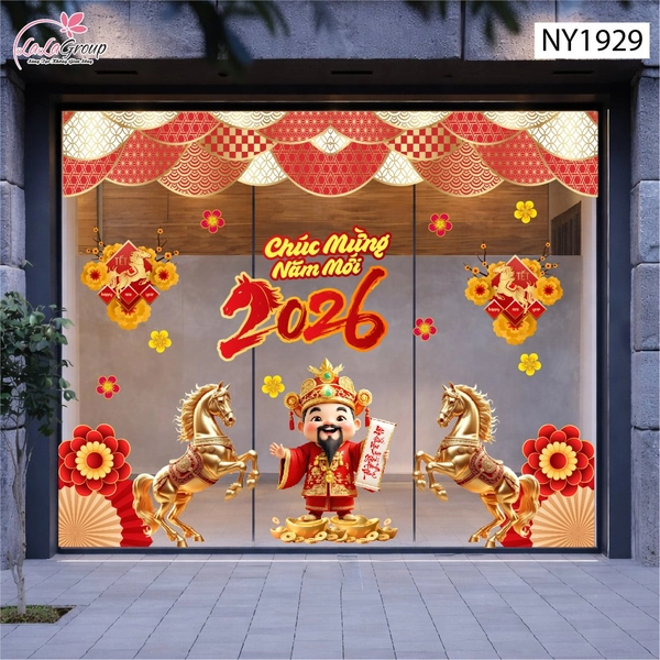 Combo Decal Trang Trí Tết Lộc Biếc Mai Vàng Xuân Hạnh Phúc Bình An