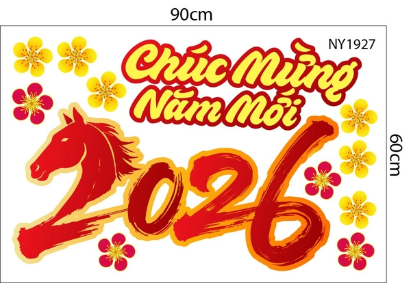 Combo Decal Trang Trí Tết Lộc Biếc Mai Vàng Xuân Hạnh Phúc Bình An